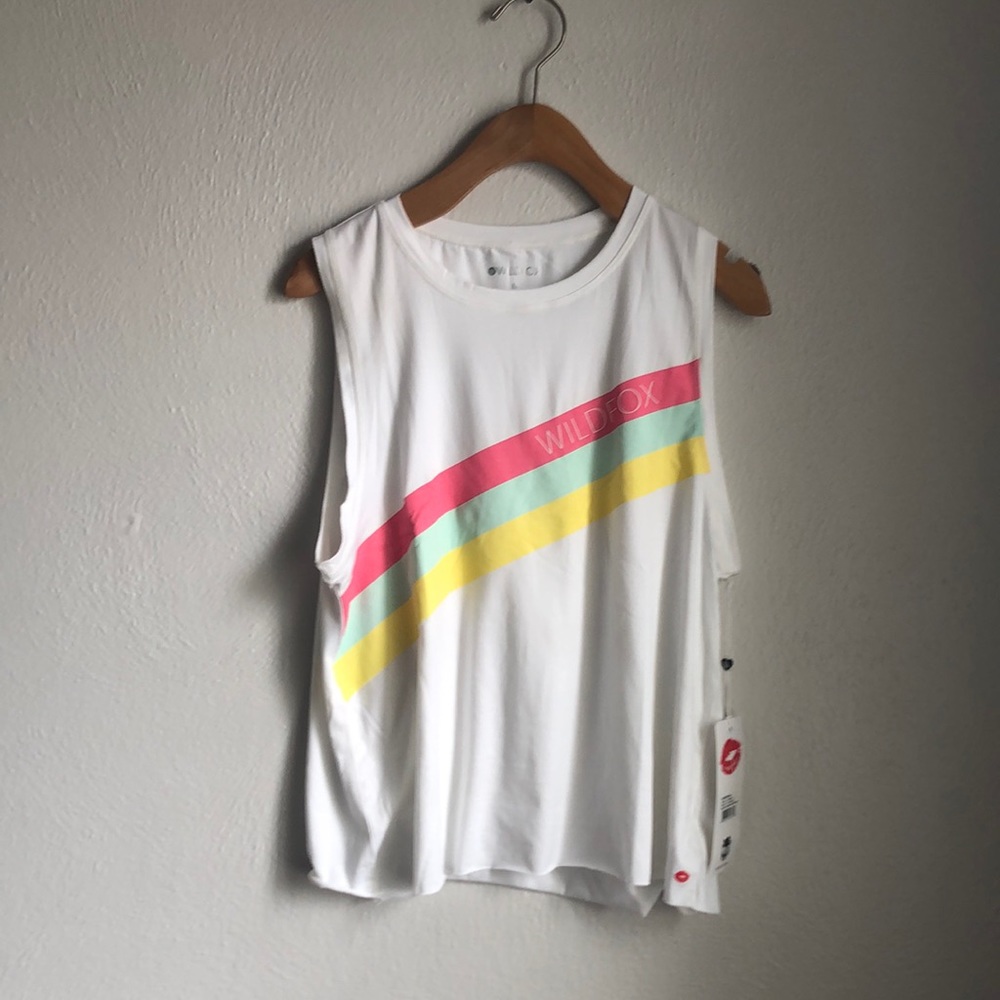 NWT Wildfox Crop Tank w/Stripes and Logo